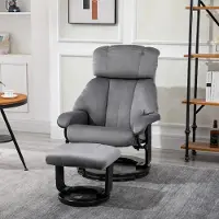 SUGIFT 10-Punkt-Vibrationsmassage 360° drehbar, Massagesessel mit Hocker & Samtoptik, Relaxsessel Fernsehsessel Polyester, Grau | 23,5 kg | 76x80x102 cm