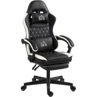 HOMCOM Gaming Stuhl Ergonomischer Gamer Stuhl mit Lendenwirbelstütze, Fußstütze
