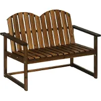 Outsunny Gartenbank 2-Sitzer Sitzbank Holzbank mit Rückenlehne Armlehne Verkohlt