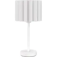 HOMCOM Tischlampe, Tischleuchte mit Wellen-Lampenschirm, E27-Fassung, Weiß