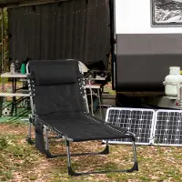 SUGIFT Sonnenliege klappbar mit Seitentasche, Gartenliege Campingliege, Oxford-Polyester Stahlrahmen, Schwarz | 188 x 57 cm | 130 kg | 5-fach verstellbar