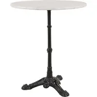 Lesli Living Gartentisch Bistrotisch Marmor Marmortisch Gastrotisch weiß gusseisener Fuss Ø60x72cm