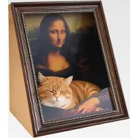 Markenlos Mona Lisa Kratzbett, Mona Lisa Katzenbett, Kratzbrett, Katzen leben in berühmter Malerei, Retro-Bilderrahmen für kleine, mittelgroße und große Kätzchen, Zuhause, Schlafzimmer, Wohnzimmer, 42 x 35 x 53