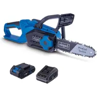 Scheppach Akku-Kettensäge C-CS254-X | 10‘‘/25,4cm ProCut-Schwert 20cm Schnittlänge | Anti-Kickback | 6 m/s | 20V | inkl. 2Ah Akku + 2,4A Ladegerät