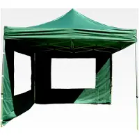 Markenlos Nexos Faltpavillon Partyzelt mit 2 Seitenteilen PROFI Ausführung für Garten Terrasse Feier Markt als Unterstand wasserdichtes Dach 3 x 3 m grün