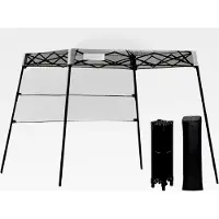 Markenlos 1,8 m x 1,8 m Faltpavillon, Pop-Up-Pavillon mit Seitenwand und Tragetasche für Sonnenschutz, winddichtes und wetterbeständiges Partyzelt für Camping, Terrasse, Strand und Garten (Weiß)