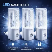 My-goodbuy24 3 x LED Nachtlicht Set Steckdose Nachtlampe Babylicht Dämmerungssensor Sensor