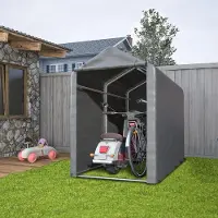 GIHAUVIA Geräteschuppen Fahrradgarage Wetterfest Gerätehaus Carport Zelt Mit UV Schutz Fahrradschuppen 100x187x160cm