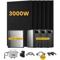 EcoFlow Stream Ultra X, Solaranlage mit Speicher, mit 6 x 500W Bifazialen Solarmodulen, by Powerness - Stream Ultra X + 3 x Stream AC Pro | 9600Wh / 1 x Smart Meter / Standardversand