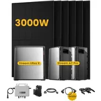 EcoFlow Stream Ultra X, Solaranlage mit Speicher, mit 6 x 500W Bifazialen Solarmodulen, by Powerness - Stream Ultra X + 2 x Stream AC Pro | 7680Wh / 1 x Smart Meter / Standardversand
