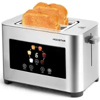 Aigostar - Toaster 2 Scheiben, 6 Bräunungsstufen, LED-Touchscreen, 4 cm extra breite Toastschlitze & Brotzentrierung, Edelstahl, 850W