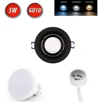 LED line Einbaustrahler GU10 Einbaurahmen 35° Schwenkbar Ø85mm Bohrloch Aluminium inkl. GU10 5W Neutralweiß 350 Lumen LED Leuchtmittel Schwarz Rund