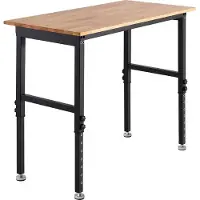 SucceBuy Werkbank mit 680 kg Tragkraft, 122x60 cm Arbeitsplatte aus Eichenholz, höhenverstellbar von 67–102 cm, vielseitig einsetzbar in Garage, Werkstatt, Zuhause, Büro und Gewerbe