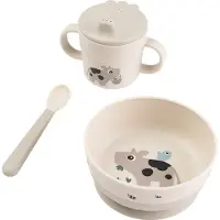Done by Deer - Foodie First Meal Geschirr-Set m.Saugfuß - Tiny Farm Sand