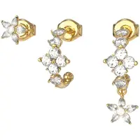 GUESS JUBE06035JWYGT/U Damen-Ohrringe 3er-Set Creolen und Stecker Flowers
