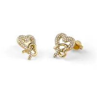 GUESS JUBE06054JWYGT/U Damen-Ohrringe Pavé Herz Ohrstecker Goldfarben