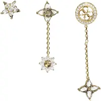 GUESS JUBE06034JWYGT/U Damen-Ohrringe 3er-Set 4G Crystals Flowers