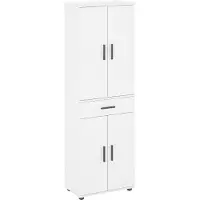 Komto Mehrzweckschrank 60 cm Breit - Schrank, Kleiderschrank mit 1 Schublade, Hochschrank, Büroschrank, Bücherschrank mit 4 Türen Porto Weiß