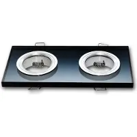 LED line Einbaustrahler 2x GU10 Einbaurahmen Glas Einbauleuchte 150x75mm Lochmaß inkl. GU10 Fassung für LED Leuchtmittel in Schwarz Eckig