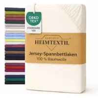 EXKLUSIV HEIMTEXTIL Jersey Spannbettlaken Deluxe 200 x 220 cm Naturweiss 160 GSM, 100% Baumwolle Öko - Tex Zertifiziert Bed-Sheet Bettlaken Spannbettt
