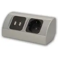 ORNO Aufbau-Steckdose 1-fach + 2x USB Schwarz Silber 230V 3680W