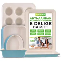 Nutrichef 6-teiliges Backformen-Set, Backgeschirr aus Karbonstahl mit hochwertiger Keramik-Antihaftbeschichtung, inkl. 12er-Muffinform, Kuchen- und Ka