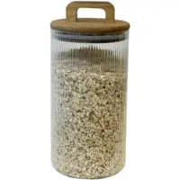 Bavary Vorratsglas L aus Borosilikat mit geripptem Glas und Akazienholzdeckel