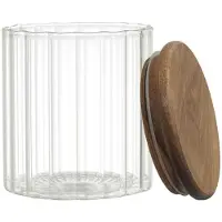 HowHomely | Aufbewahrungsglas - ARNO - 500 ml - Transparent - Elegantes Design - Holzdeckel - Küchenorganisation