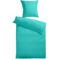 Kinzler Baumwoll-Satin Bettwäsche Uni 80 x 80 + 155 x 200 cm, Farbe aqua