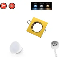 LED line Einbaustrahler GU10 Ø75mm Bohrloch Alu inkl. GU10 5W Warmweiß 350 Lumen LED Leuchtmittel Gold Eckig