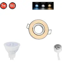 LED line Einbaustrahler Schwenkbar 35° MR11 Ø60mm Bohrloch Alu inkl. MR11 3W Neutralweiß 255lm LED Leuchtmittel Gold Brushed Rund