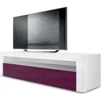 Vladon Lowboard Valencia, Germany, TV-Kommode mit 1 offenem Fach und 2 Klappen, Weiß matt/Brombeer Hochglanz/Weiß Hochglanz (155 x 46 x 40 cm)