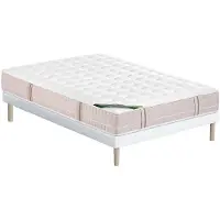 Vente-unique Bett-Set 160 x 200 cm - Polsterrahmen + Taschenfederkernmatratze 5-Zonen mit Memory-Schaum-Auflage und anti-Bettwanzen-Bezug, Höhe 24 cm - VIREVO von NATUREA