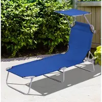 XTEILC Sonnenliege mit Sonnenschutz, klappbar Relaxliege, verstellbare Rückenlehne,187 x 58 x 36 cm
