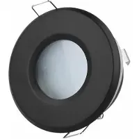 LED line IP65 Deckenleuchte Einbaurahmen 83Ø Wasserdicht Einbaustrahler Spot Rund Schwarz aus Aluminium mit Fassung GU10 5W Leuchtmittel Kaltweiß