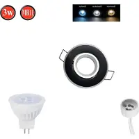 LED line Einbaustrahler Schwenkbar 35° MR11 Ø60mm Bohrloch Alu inkl. MR11 3W Warmweiß 255lm LED Leuchtmittel Schwarz Brushed Rund