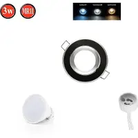 LED line Einbaustrahler Schwenkbar 35° GU10 Ø70mm Bohrloch Alu inkl. GU10 5W Warmweiß 350lm LED Leuchtmittel Schwarz Brushed Rund