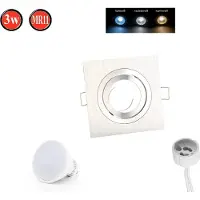 LED line Einbaustrahler Schwenkbar 35° GU10 Ø86mm Bohrloch Alu inkl. GU10 5W Neutralweiß 350 Lumen LED Leuchtmittel Silber Eckig