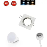 LED line Einbaustrahler GU10 Ø75mm Bohrloch Alu inkl. GU10 5W Warmweiß 350 Lumen LED Leuchtmittel Weiß Eckig