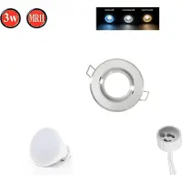 LED line Einbaustrahler Schwenkbar 35° GU10 Ø70mm Bohrloch Alu inkl GU10 5W Neutralweiß 350lm LED Leuchtmittel Silber Sanded Rund