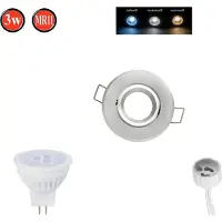 LED line Einbaustrahler Schwenkbar 35° MR11 Ø60mm Bohrloch Alu inkl. MR11 3W Kaltweiß 255lm LED Leuchtmittel Silber Brushed Rund
