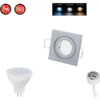 LED line Einbaustrahler MR11 Ø45mm Bohrloch Alu inkl. MR11 3W Warmweiß 255 Lumen LED Leuchtmittel Chrome Eckig
