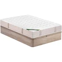Vente-unique Bett-Set 160 x 200 cm - Bettkasten naturhell + Taschenfederkernmatratze 5-Zonen mit Memory-Schaum-Auflage und anti-Bettwanzen-Bezug, Höhe 24 cm - VIREVO von NATUREA