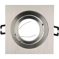 LED line Einbaustrahler GU10 Ø75-85mm Bohrloch Alu inkl. GU5.3 Fassung für LED Leuchtmittel 50mm LED Lampen Silber Brushed Eckig