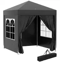 XTEILC Faltpavillon,Gartenpavillon 4 abnehmbare Seitenwände, 2 Fenster,2 x 2m