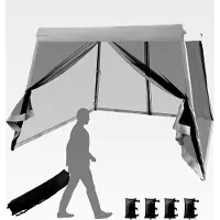 Markenlos Pavillon 3x3 m, Pop-up Faltpavillon mit Moskitonetz, Sandsäcken und Rolltasche, UV-Schutz 50+, stabiles und wasserdichtes Gartenzelt für Partys und Camping (Grau)