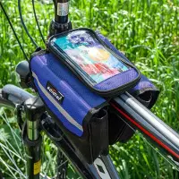 COFI cofi1453 Fahrradtasche mit Handytasche Wasserdicht Universal Gepäcktasche Radtasche Rahmentasche Handyhalterung Blau