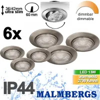 Malmbergs 3er Set LED Einbaustrahler silber IP44 60mm – dimmbar & schwenkbar – MD-13