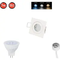 LED line Einbaustrahler MR11 Ø45mm Bohrloch Alu inkl. MR11 3W Warmweiß 255 Lumen LED Leuchtmittel Weiß Eckig