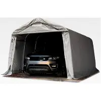 Markenlos Garagenzelt Carport 3,3 x 4,8 m in grau, Unterstand aus PVC 800 N und stabiler Stahlrohrkonstruktion